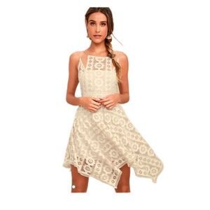 Free People Just Like Honey Lace Dress Handkerchief Hem Blush Pink Size 0 EUC